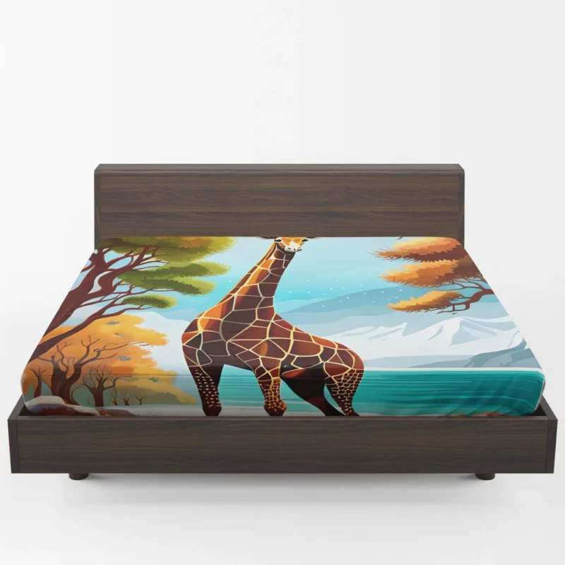 Vibrant 3D Giraffe Fitted Sheet 1