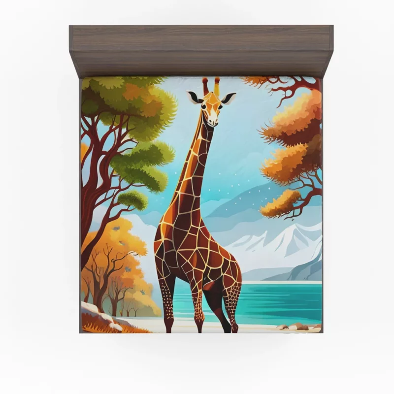 Vibrant 3D Giraffe Fitted Sheet