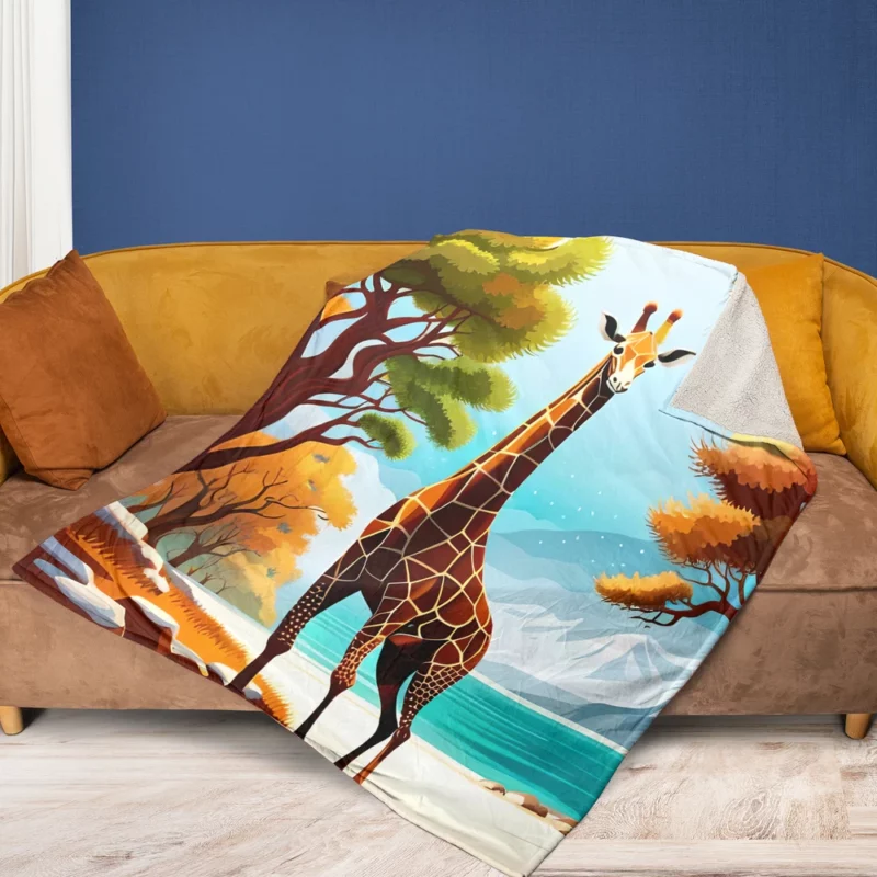 Vibrant 3D Giraffe Fleece Blanket 1