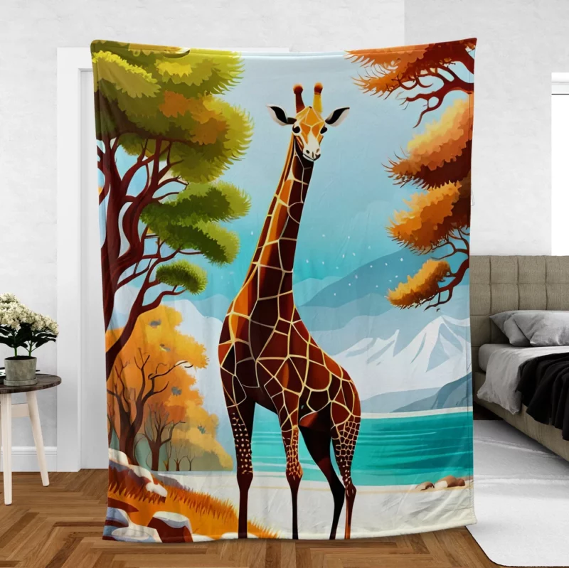 Vibrant 3D Giraffe Fleece Blanket