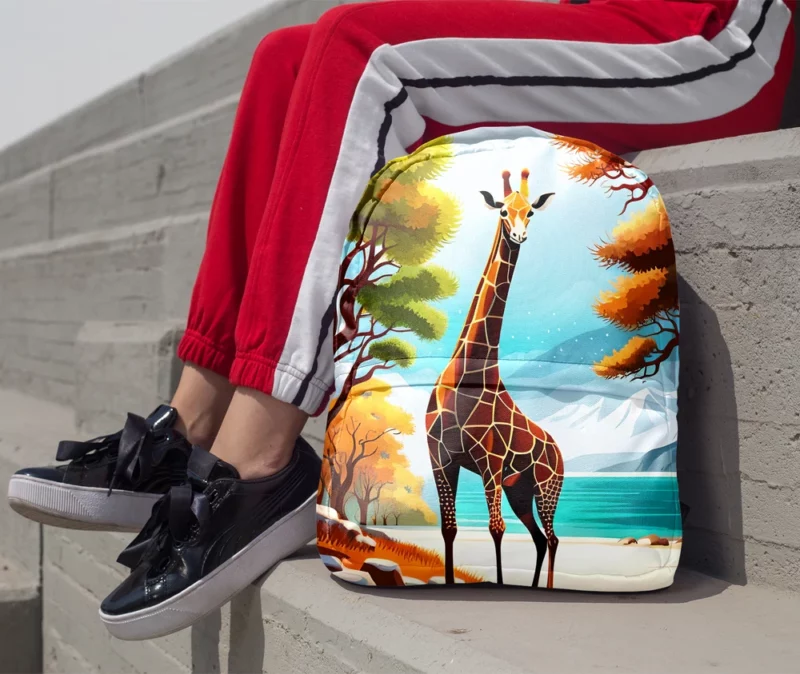 Vibrant 3D Giraffe Minimalist Backpack 1