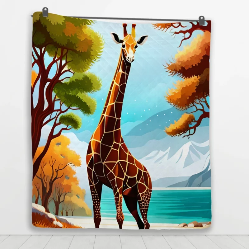 Vibrant 3D Giraffe Quilt Blanket 1