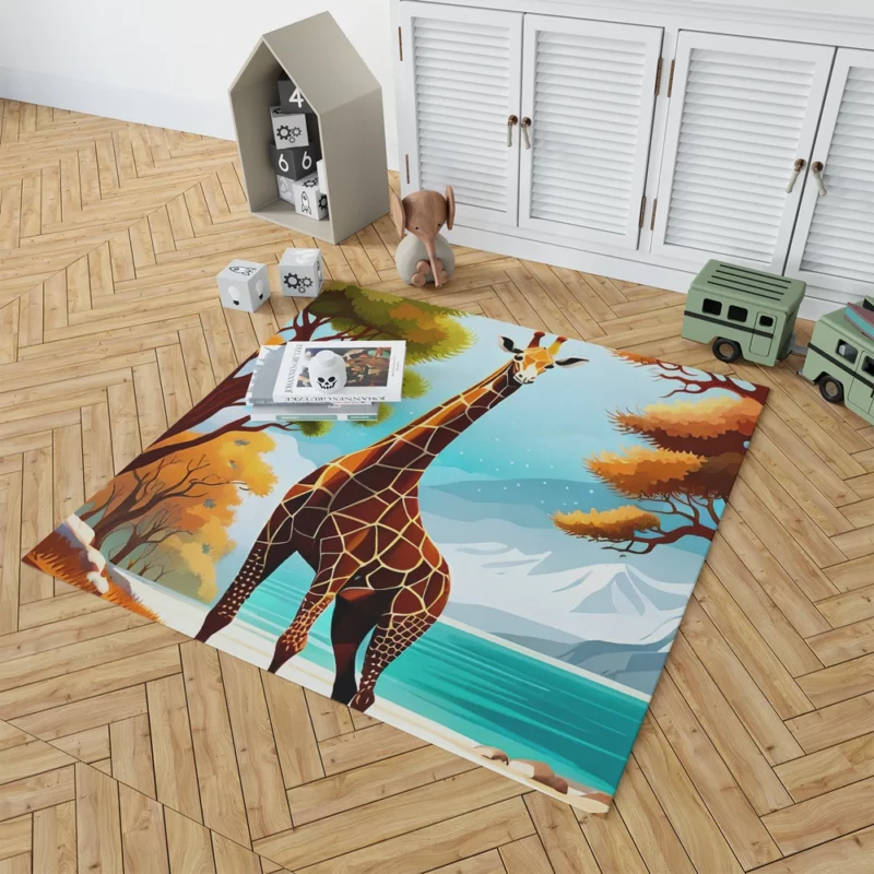 Vibrant 3D Giraffe Rug 1