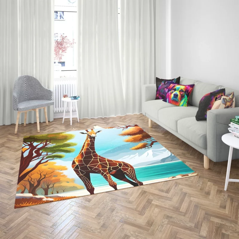 Vibrant 3D Giraffe Rug 2