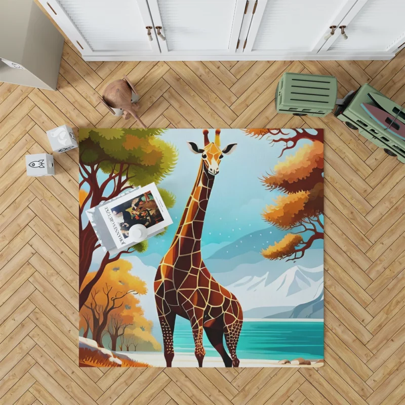 Vibrant 3D Giraffe Rug