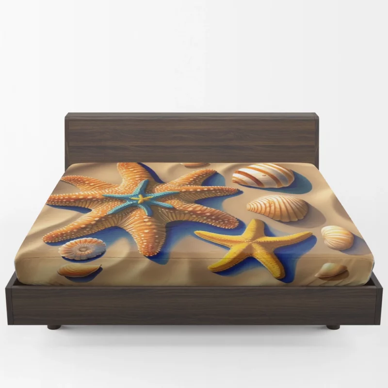 Vibrant Beach Starfish Art Fitted Sheet 1