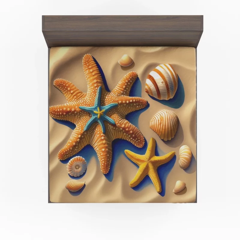 Vibrant Beach Starfish Art Fitted Sheet