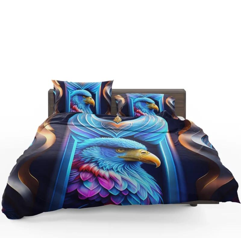 Vibrant Bird on Blue Background Bedding Set 1