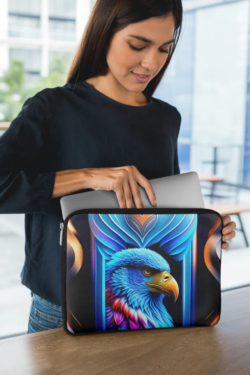 Vibrant Bird on Blue Background Laptop Sleeve 1