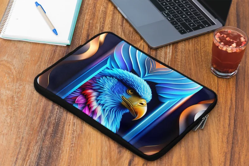 Vibrant Bird on Blue Background Laptop Sleeve 2