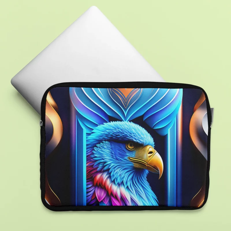 Vibrant Bird on Blue Background Laptop Sleeve