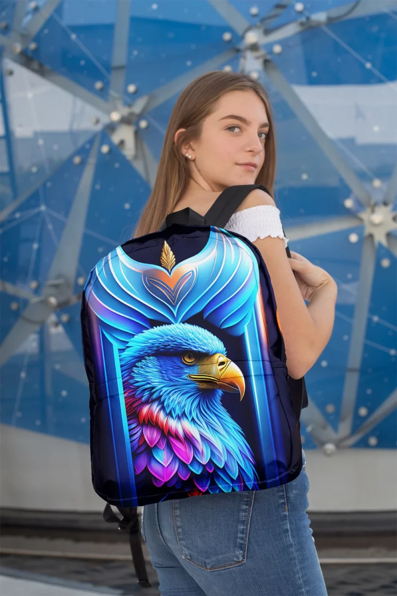 Vibrant Bird on Blue Background Minimalist Backpack 2