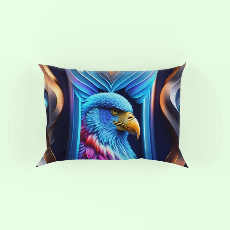 Vibrant Bird on Blue Background Pillow Case