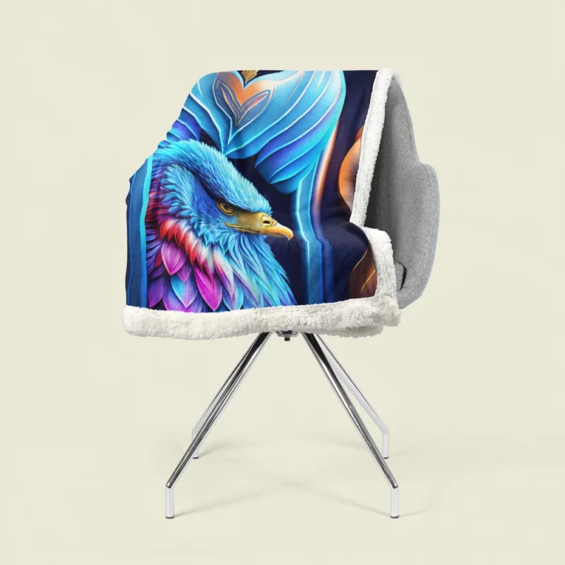 Vibrant Bird on Blue Background Sherpa Fleece Blanket 1