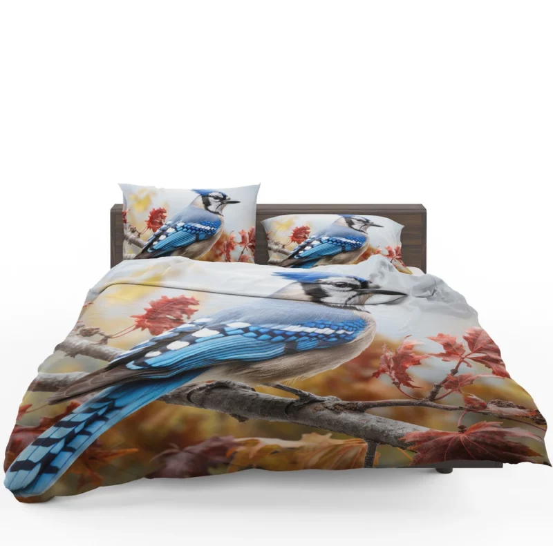 Vibrant Blue Jay Portrait Bedding Set 1