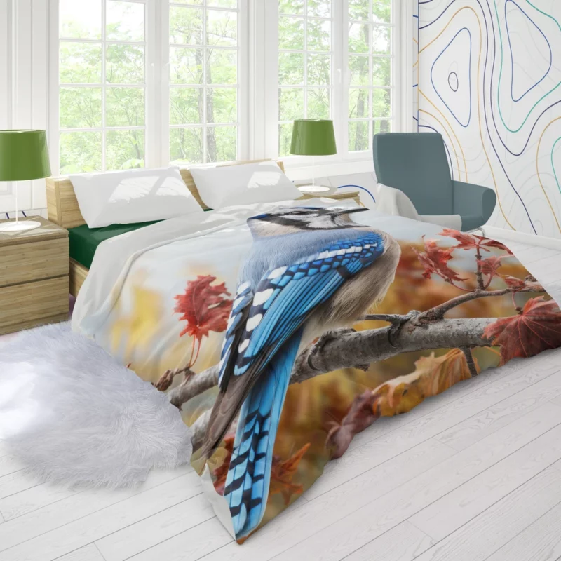 Vibrant Blue Jay Portrait Duvet Cover