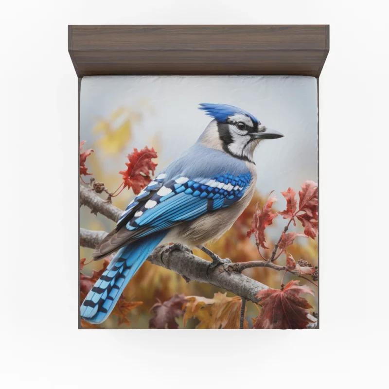Vibrant Blue Jay Portrait Fitted Sheet