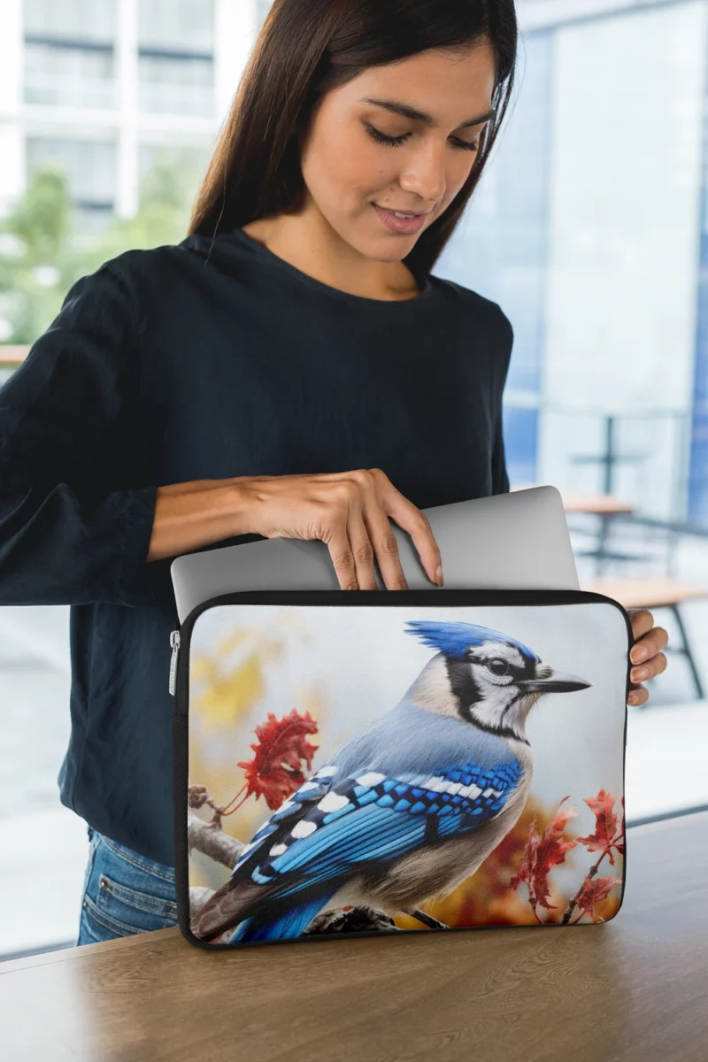 Vibrant Blue Jay Portrait Laptop Sleeve 1