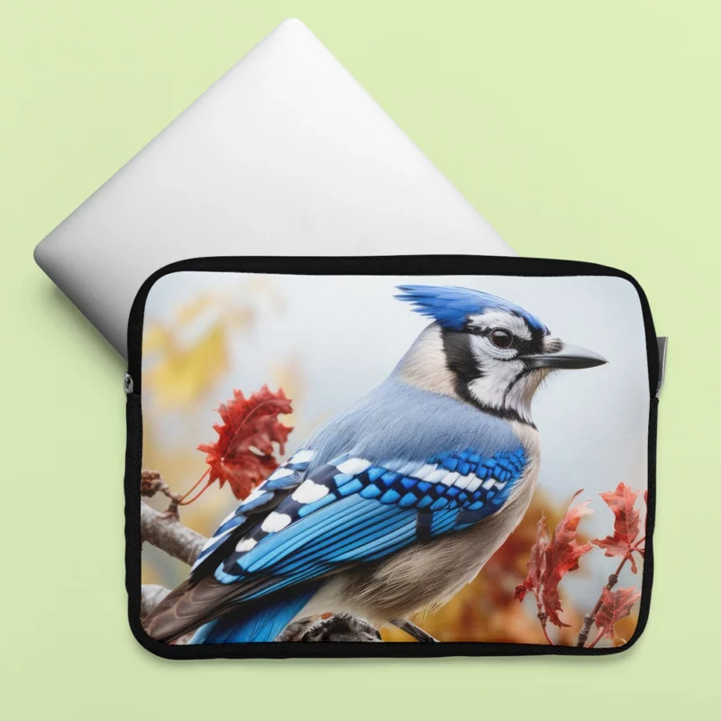 Vibrant Blue Jay Portrait Laptop Sleeve