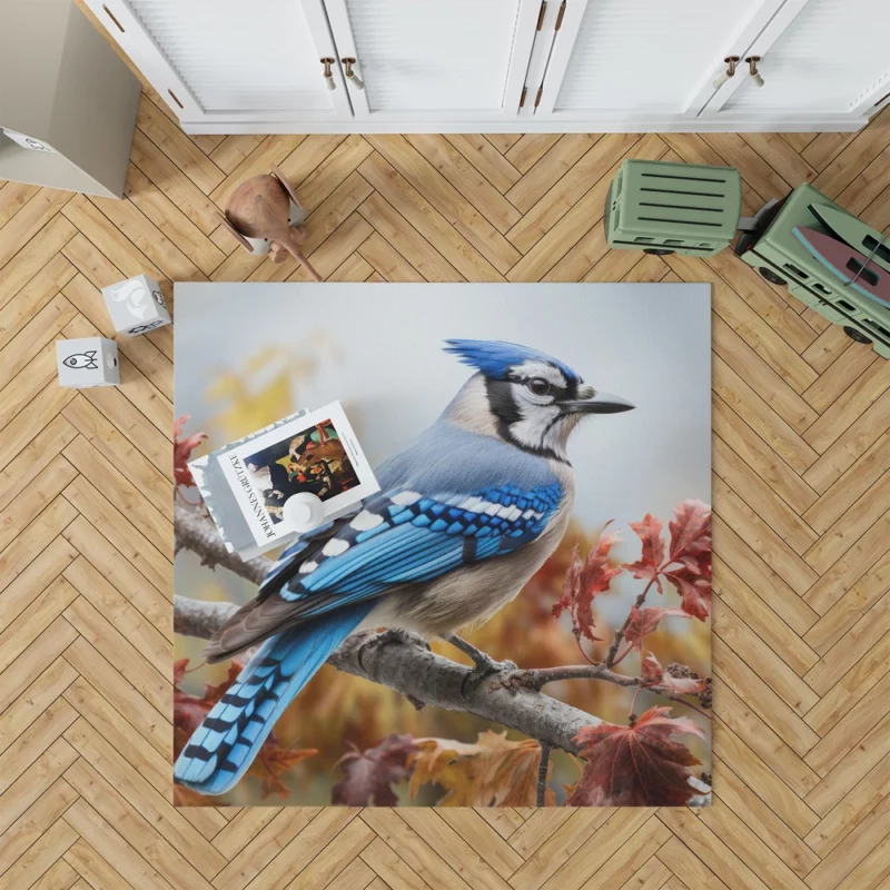 Vibrant Blue Jay Portrait Rug