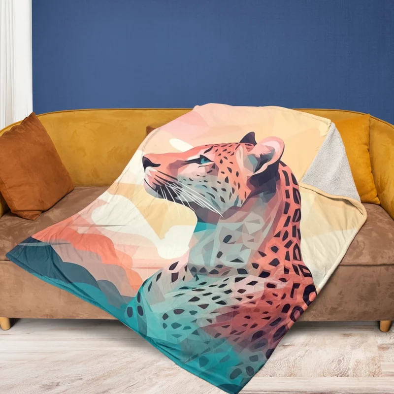 Vibrant Cheetah Painting Fleece Blanket 1