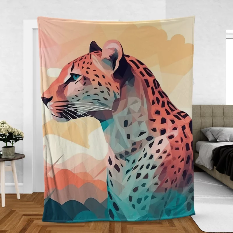 Vibrant Cheetah Painting Fleece Blanket