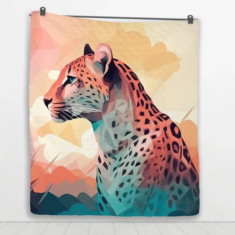 Vibrant Cheetah Painting Quilt Blanket 1