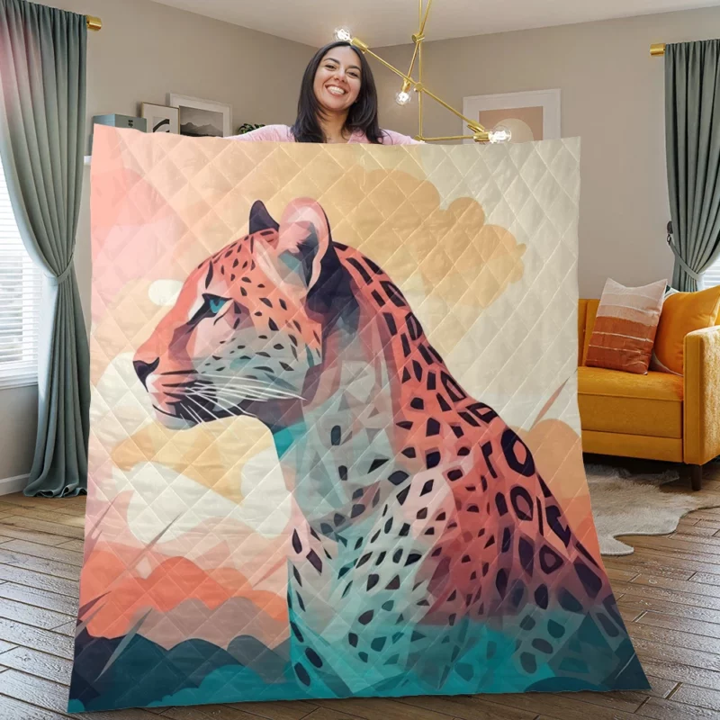 Vibrant Cheetah Painting Quilt Blanket