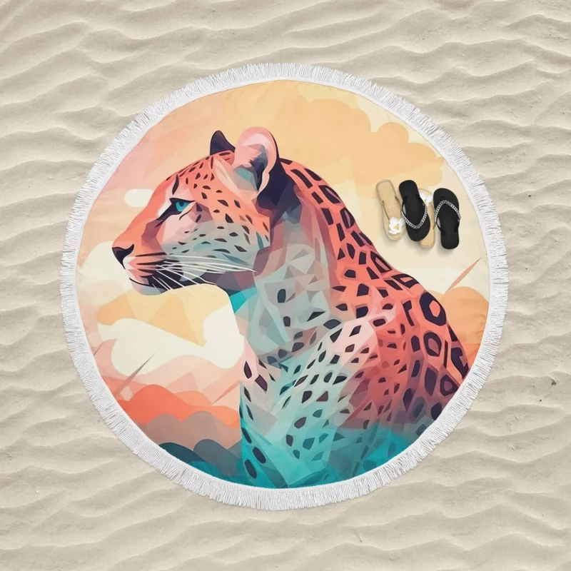 Vibrant Cheetah Painting Round Beach Towel