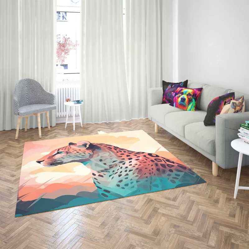 Vibrant Cheetah Painting Rug 2