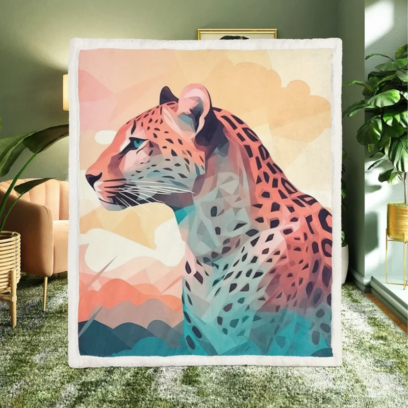 Vibrant Cheetah Painting Sherpa Fleece Blanket