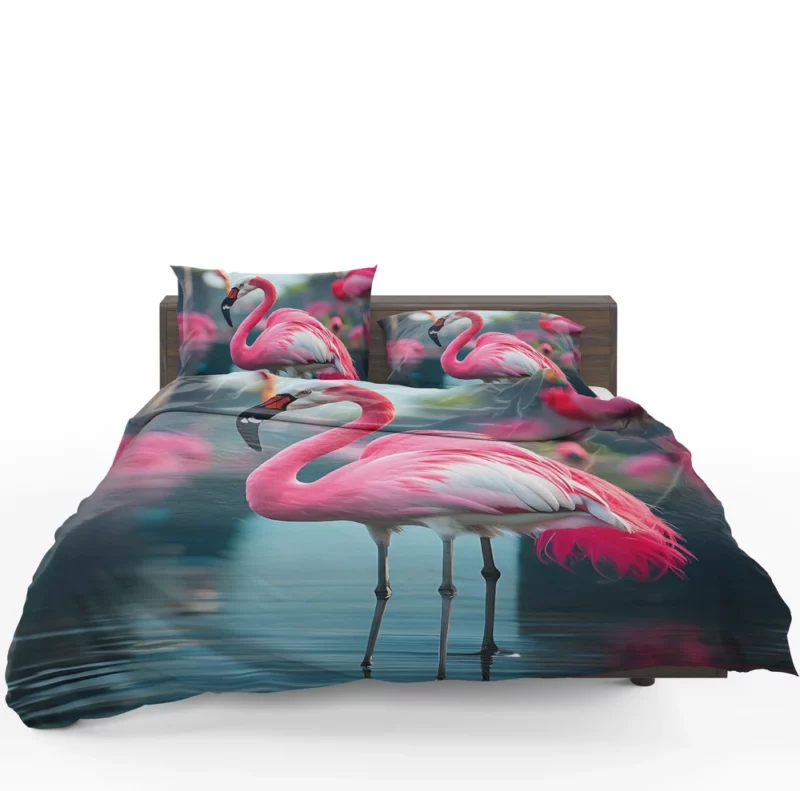 Vibrant Flamingo in Water Bedding Set 1