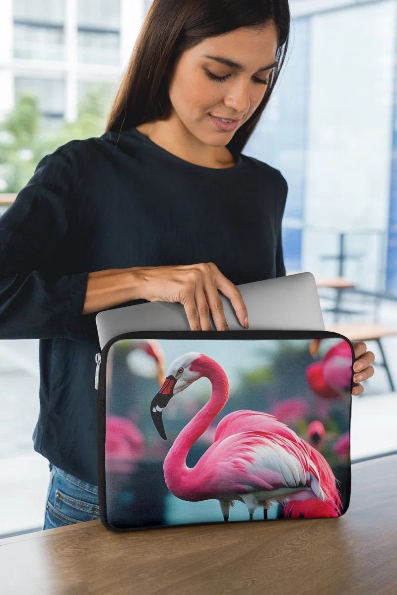 Vibrant Flamingo in Water Laptop Sleeve 1