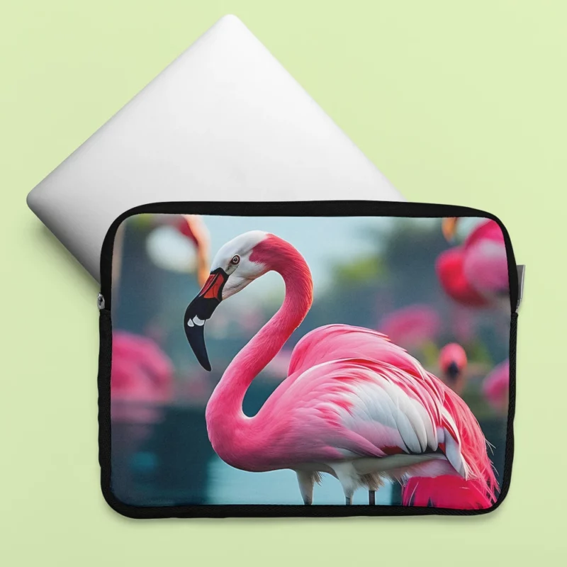 Vibrant Flamingo in Water Laptop Sleeve