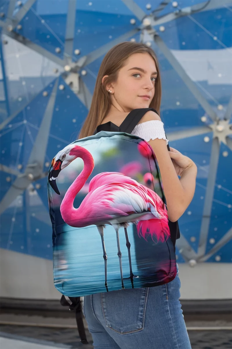 Vibrant Flamingo in Water Minimalist Backpack 2