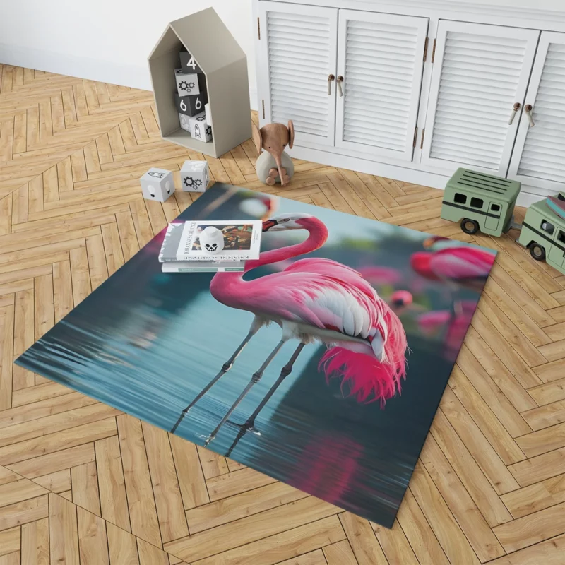 Vibrant Flamingo in Water Rug 1