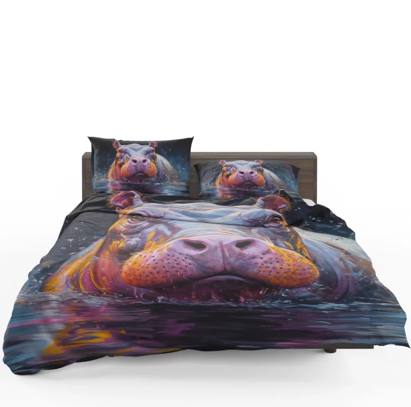 Vibrant Hippo Painting Bedding Set 1