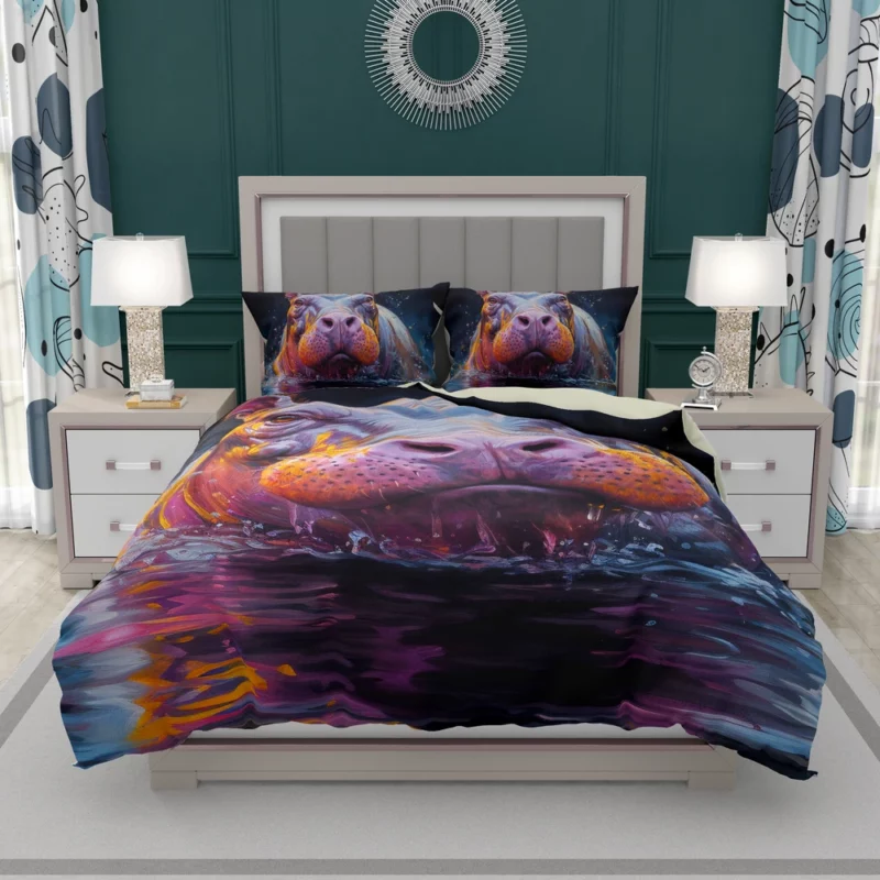 Vibrant Hippo Painting Bedding Set 2