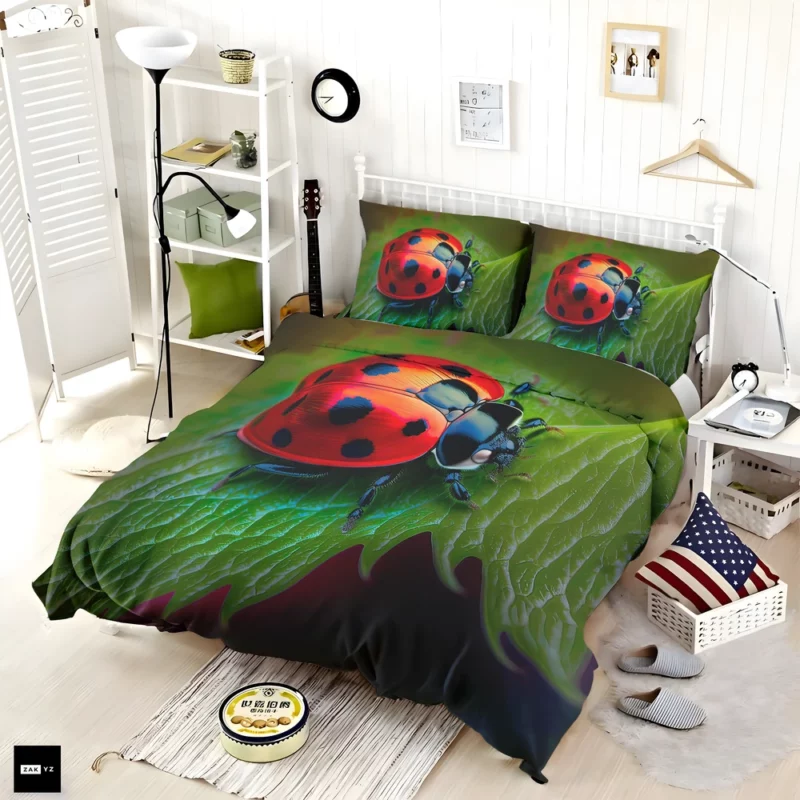 Vibrant Ladybug Illustration Bedding Set