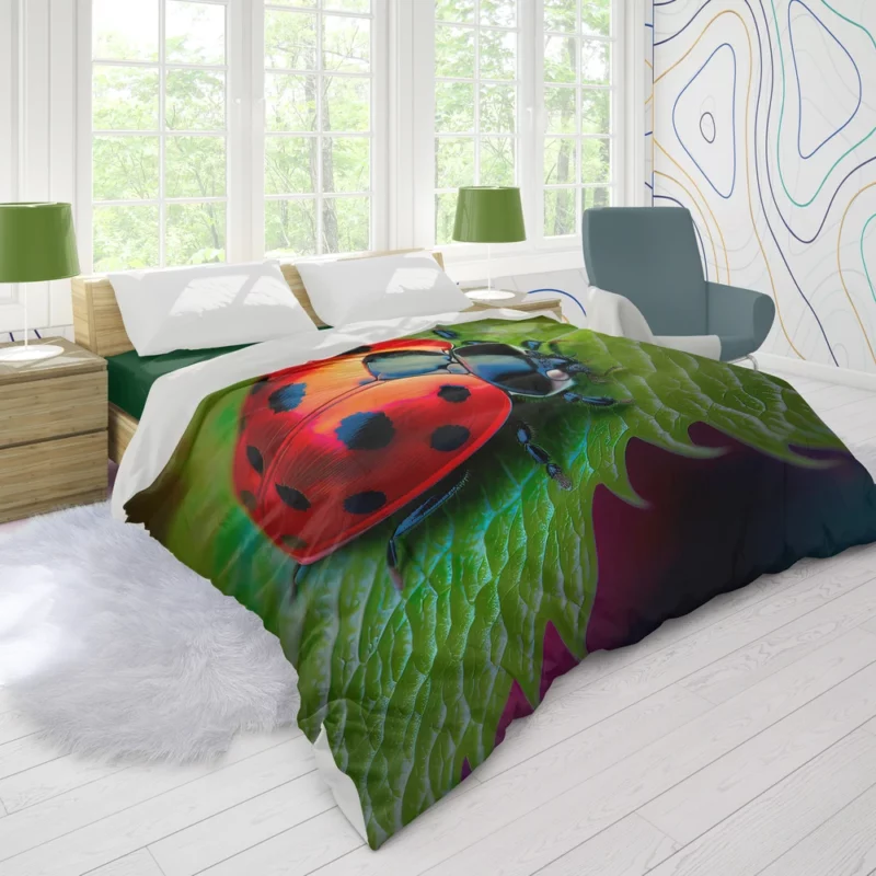 Vibrant Ladybug Illustration Duvet Cover