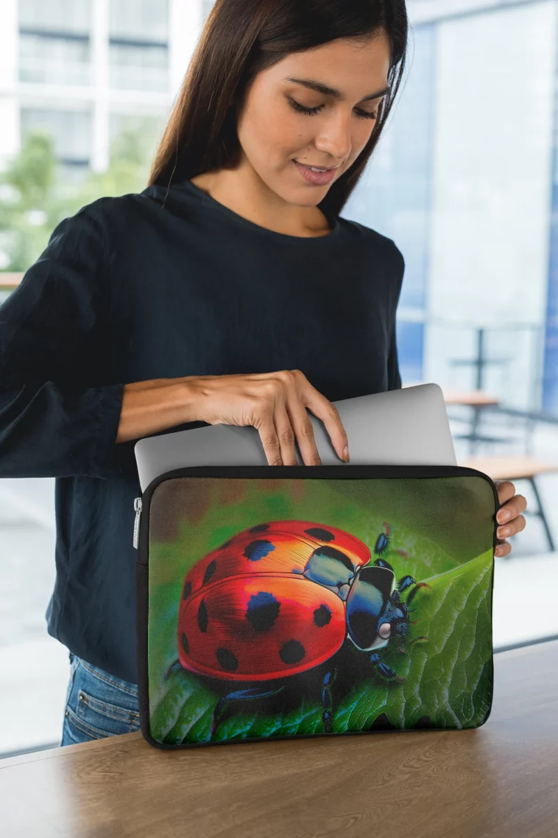 Vibrant Ladybug Illustration Laptop Sleeve 1