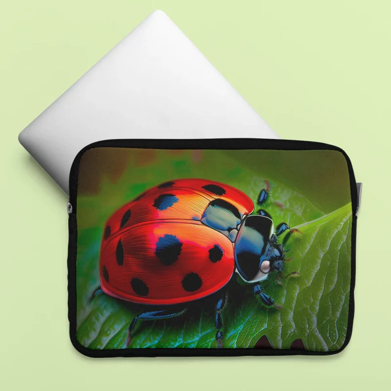 Vibrant Ladybug Illustration Laptop Sleeve