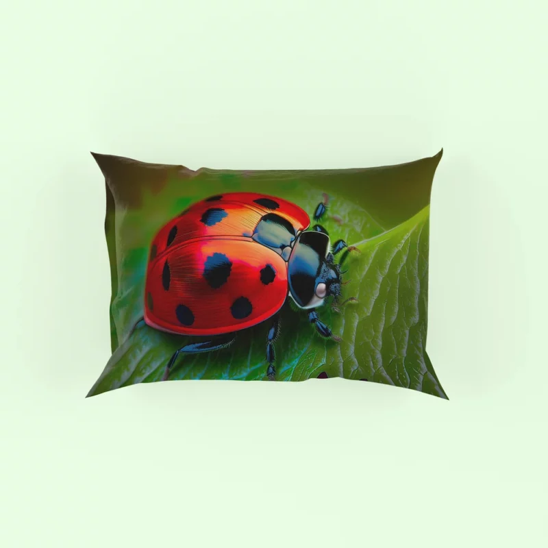 Vibrant Ladybug Illustration Pillow Case