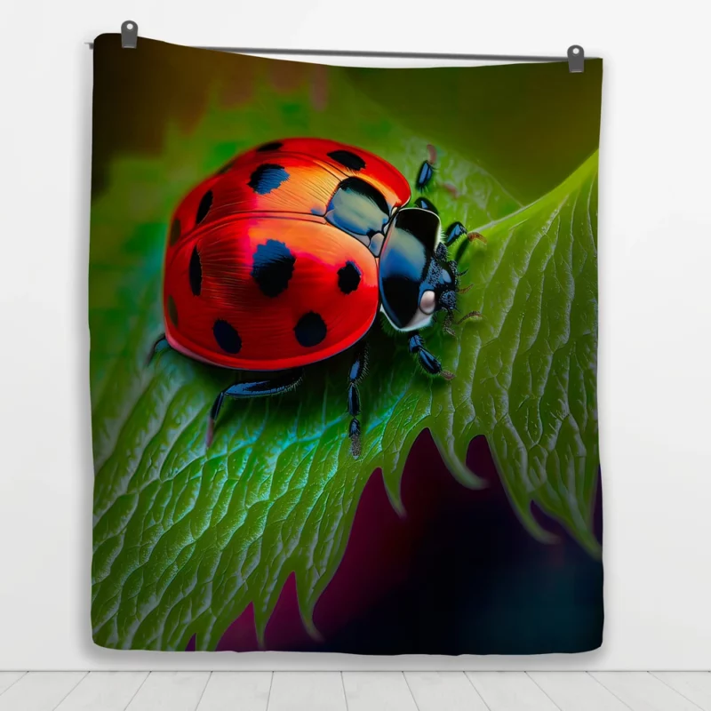 Vibrant Ladybug Illustration Quilt Blanket 1