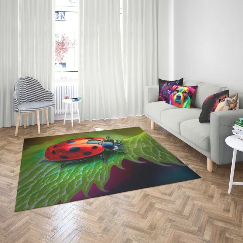 Vibrant Ladybug Illustration Rug 2