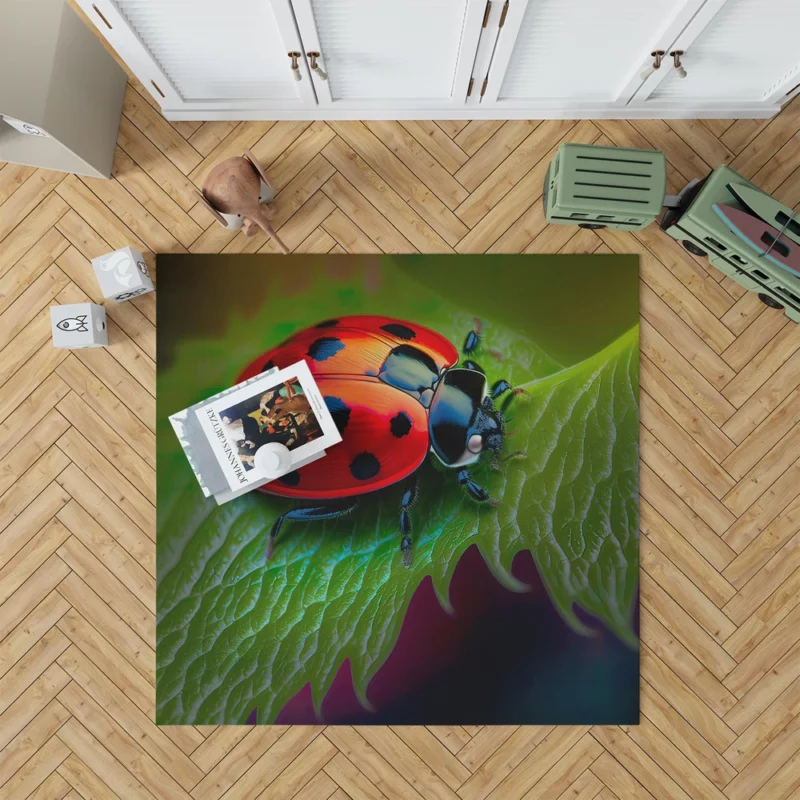 Vibrant Ladybug Illustration Rug