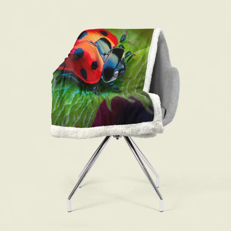 Vibrant Ladybug Illustration Sherpa Fleece Blanket 1