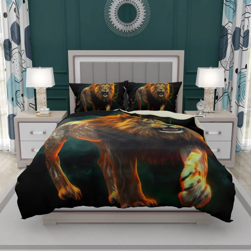 Vibrant Male Lion Artwork Bedding Set 2