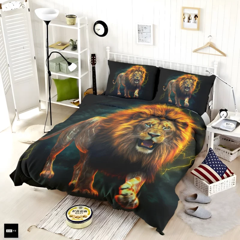 Vibrant Male Lion Artwork Bedding Set