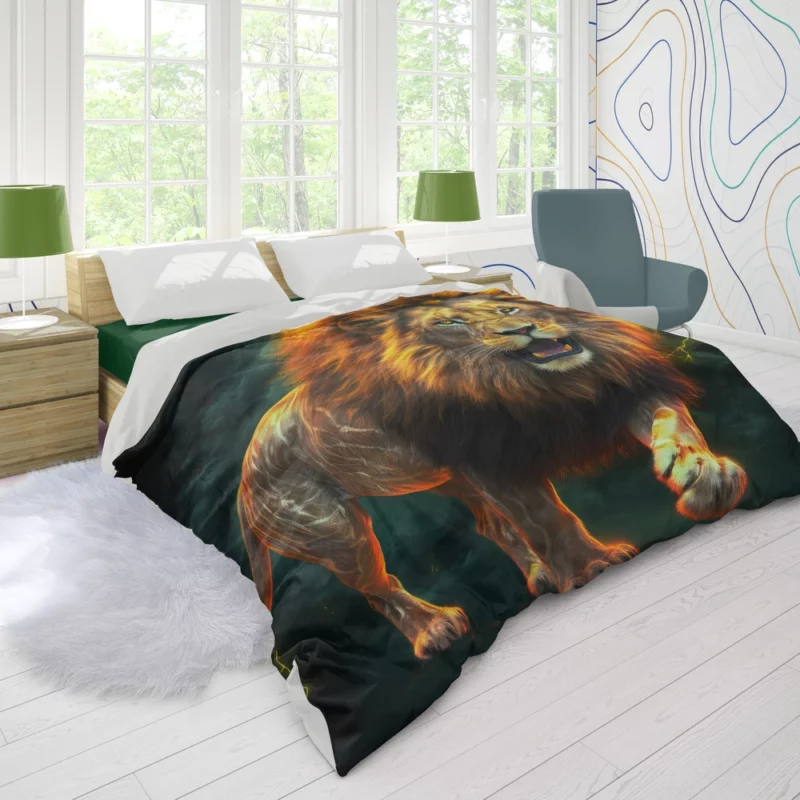 Vibrant Male Lion Artwork Duvet Cover